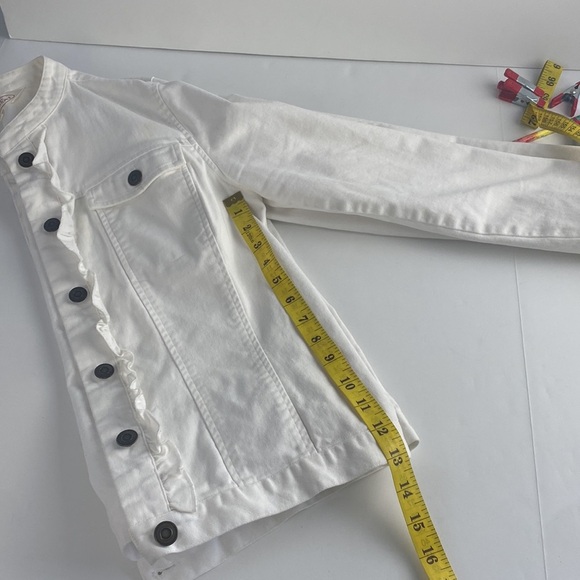 2/$25 White cotton blend old money French girl formal frilly jean jacket small - Picture 8 of 13